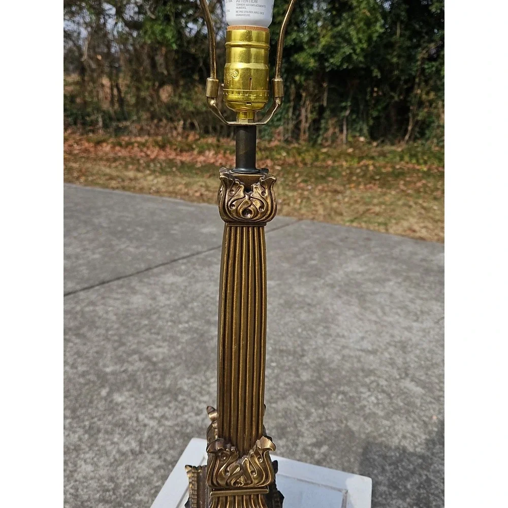 Vintage 1960s Neoclassical Brass Lamp With A Corinthian Column